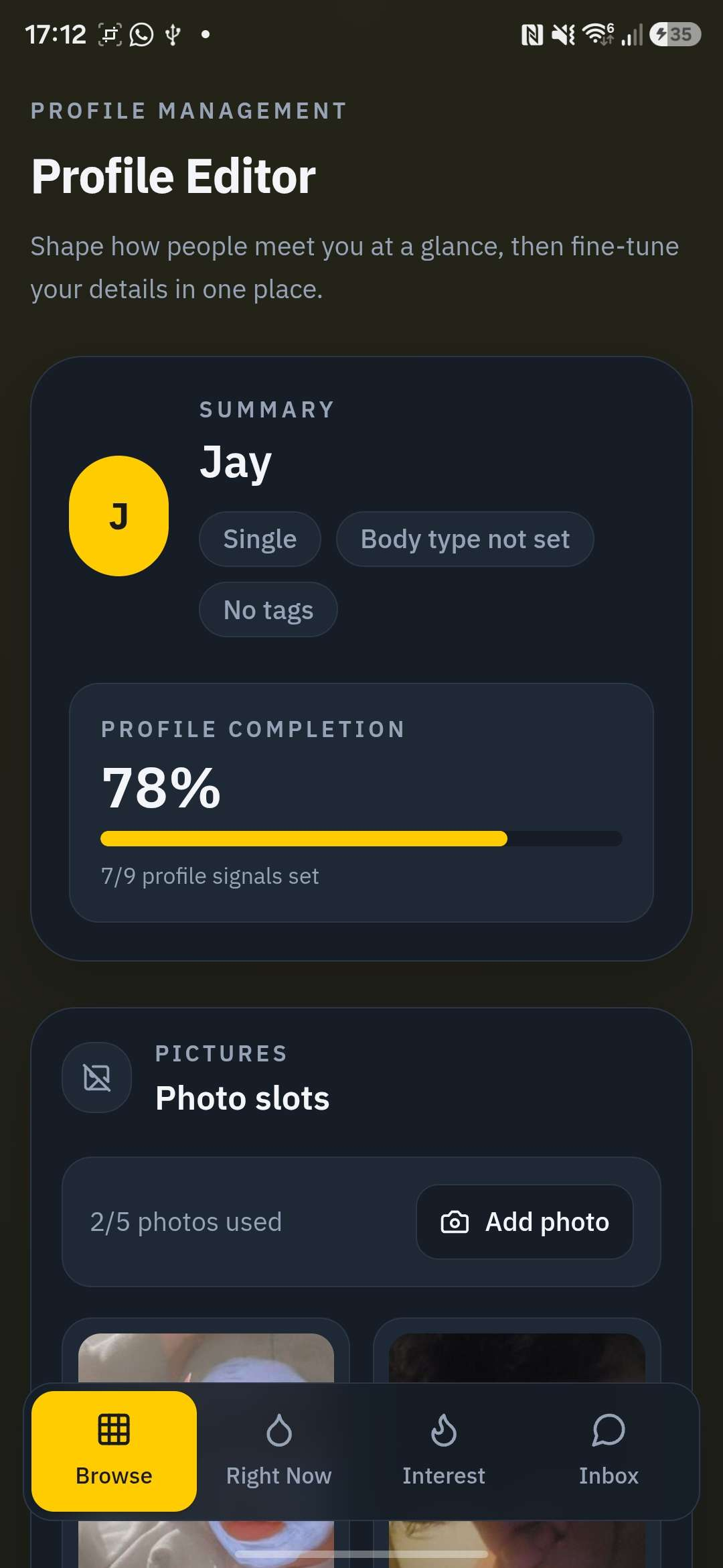 Edit profile
