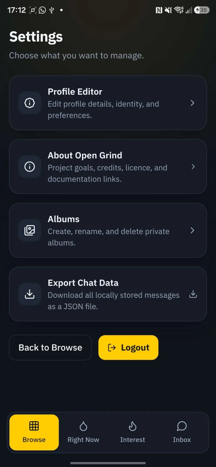 App settings